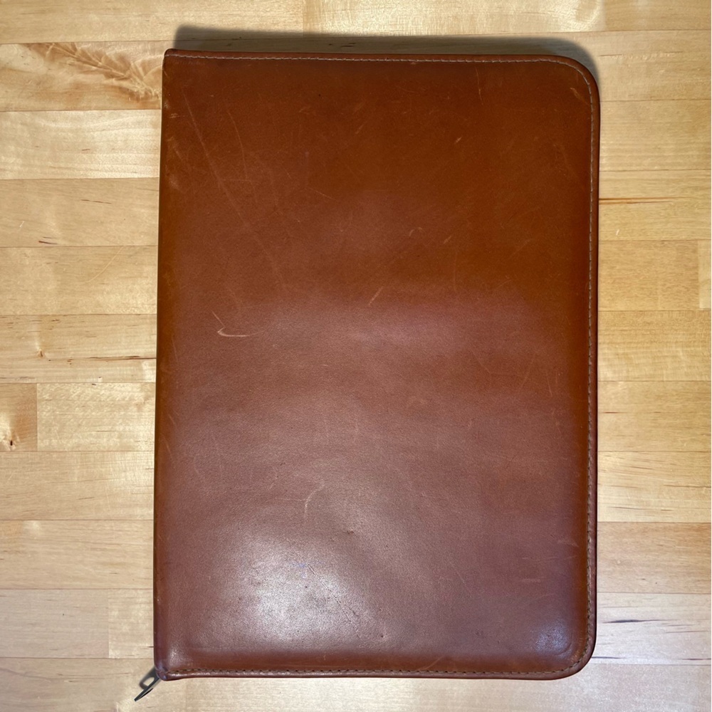 Vintage Top Grain Cowhide Leather Portfolio Zipper Organizer Made USA